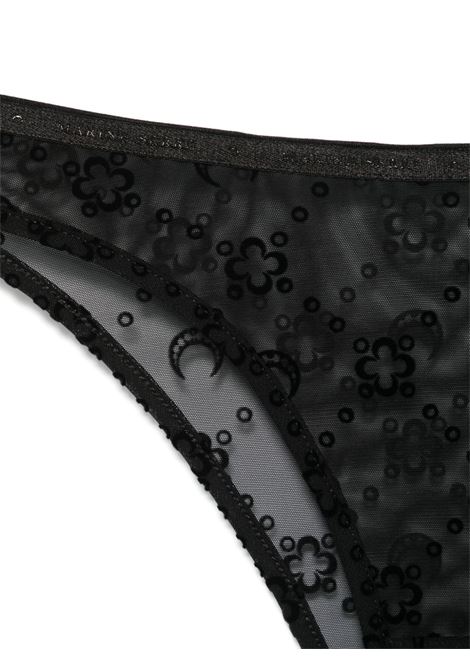 moongram mesh flock high-cut panties woman black MARINE SERRE | WUW052ACJER0005BK99